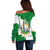 Saint Vincent and the Grenadines Turtle Off Shoulder Sweater with Coat of Arms and Green Heritage Design - Wonder Print Shop