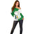 Saint Vincent and the Grenadines Turtle Off Shoulder Sweater with Coat of Arms and Green Heritage Design - Wonder Print Shop