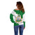 Saint Vincent and the Grenadines Turtle Off Shoulder Sweater with Coat of Arms and Green Heritage Design - Wonder Print Shop