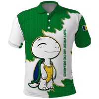 Saint Vincent and the Grenadines Turtle Polo Shirt with Coat of Arms and Green Heritage Design - Wonder Print Shop
