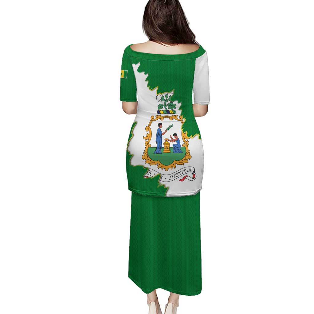 Saint Vincent and the Grenadines Turtle Puletasi with Coat of Arms and Green Heritage Design - Wonder Print Shop