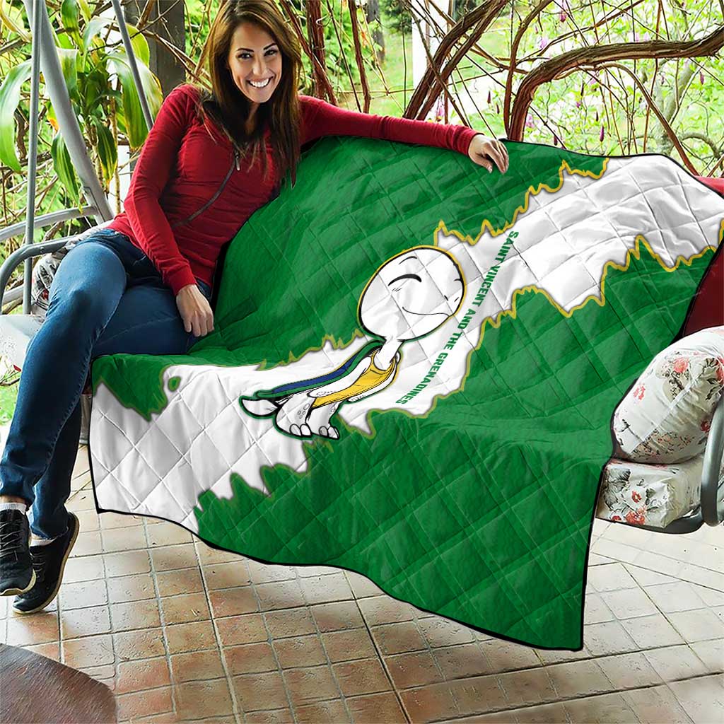 Saint Vincent and the Grenadines Turtle Quilt with Coat of Arms and Green Heritage Design - Wonder Print Shop