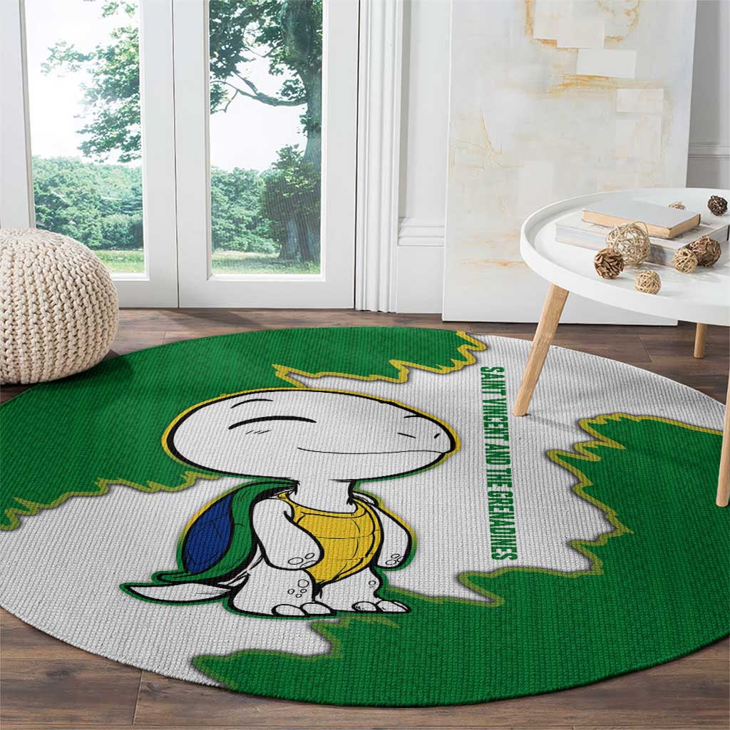 Saint Vincent and the Grenadines Turtle Round Carpet with Coat of Arms and Green Heritage Design - Wonder Print Shop