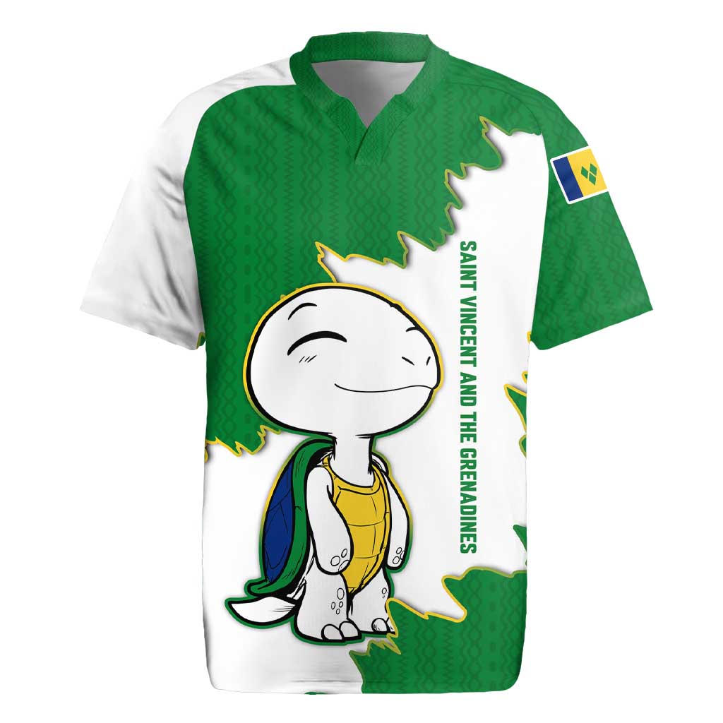 Saint Vincent and the Grenadines Turtle Rugby Jersey with Coat of Arms and Green Heritage Design - Wonder Print Shop