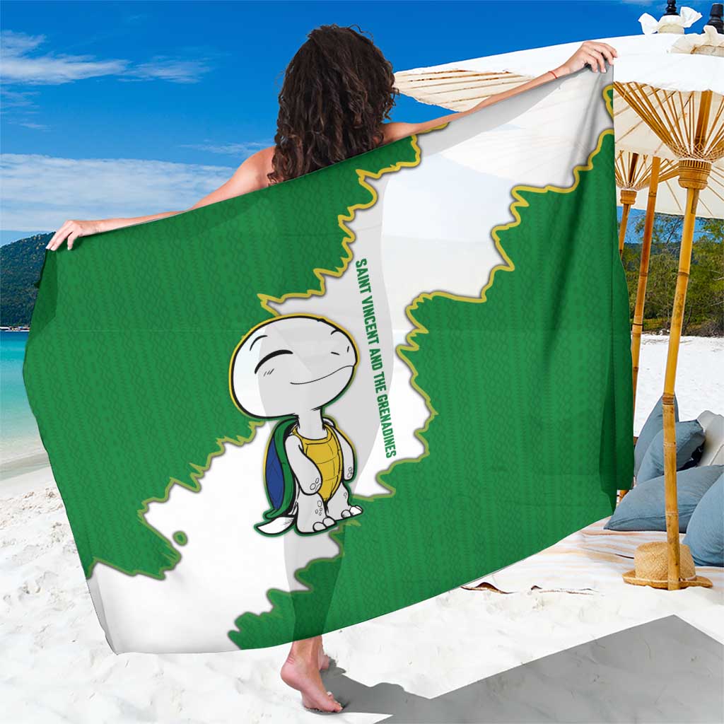 Saint Vincent and the Grenadines Turtle Sarong with Coat of Arms and Green Heritage Design - Wonder Print Shop