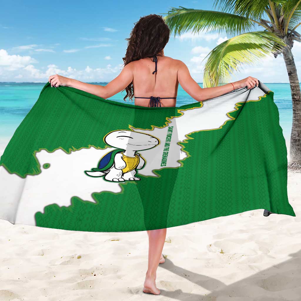 Saint Vincent and the Grenadines Turtle Sarong with Coat of Arms and Green Heritage Design - Wonder Print Shop