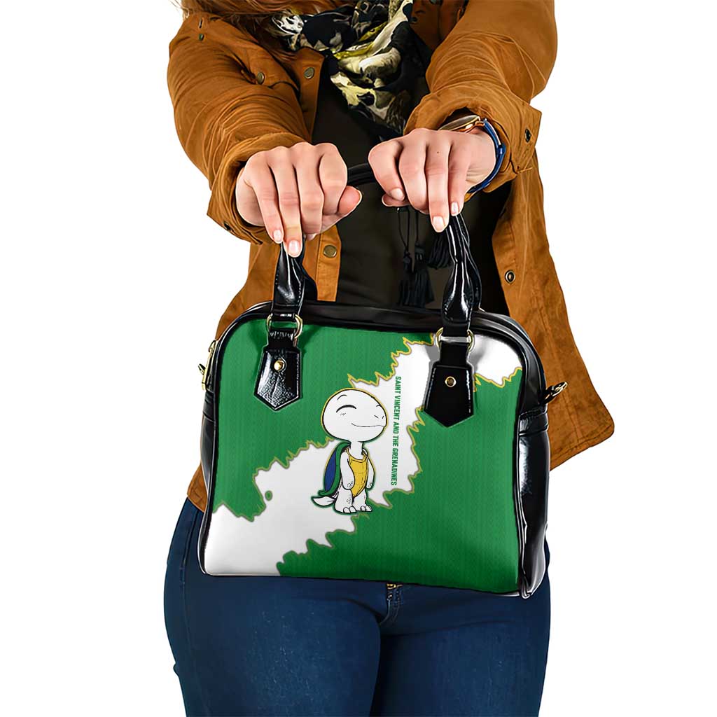 Saint Vincent and the Grenadines Turtle Shoulder Handbag with Coat of Arms and Green Heritage Design - Wonder Print Shop