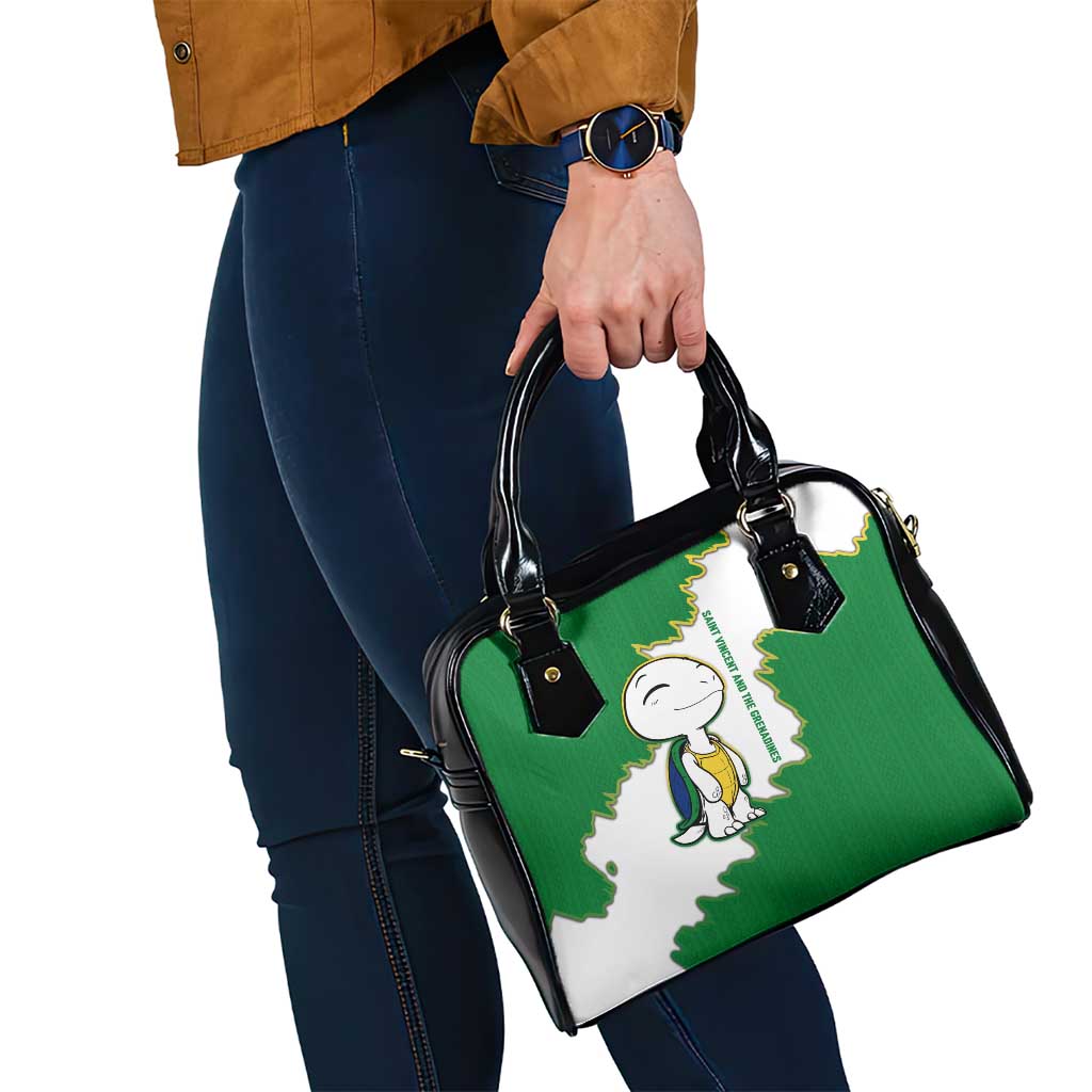 Saint Vincent and the Grenadines Turtle Shoulder Handbag with Coat of Arms and Green Heritage Design - Wonder Print Shop