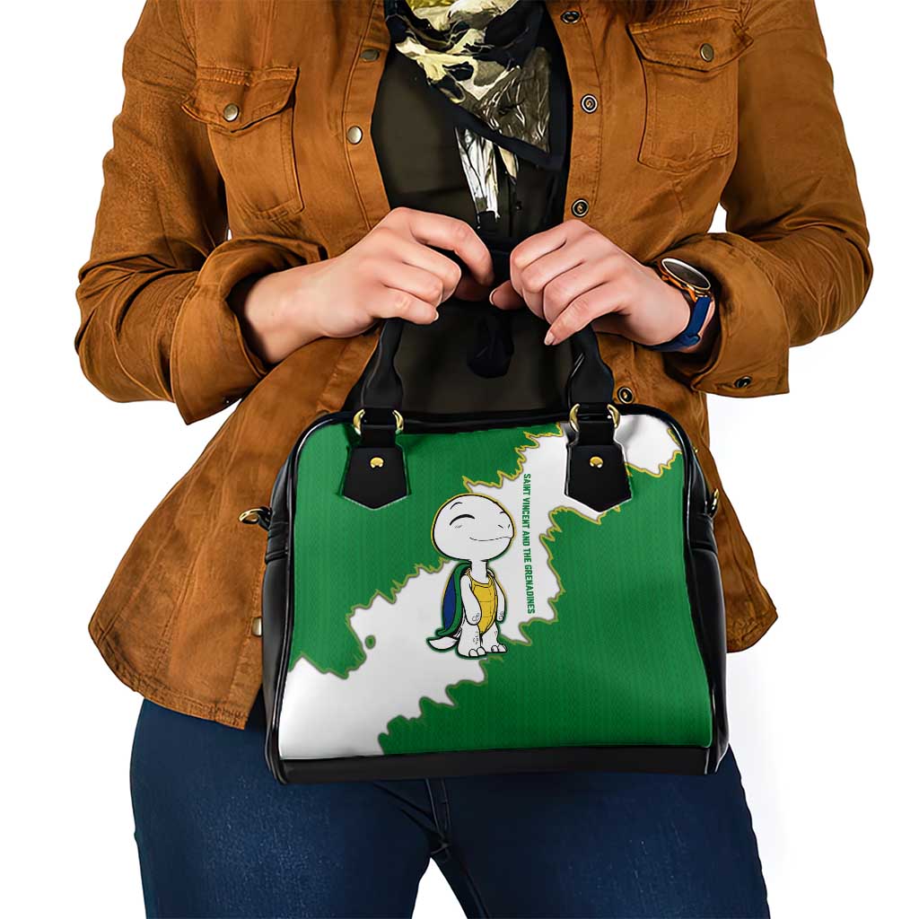 Saint Vincent and the Grenadines Turtle Shoulder Handbag with Coat of Arms and Green Heritage Design - Wonder Print Shop