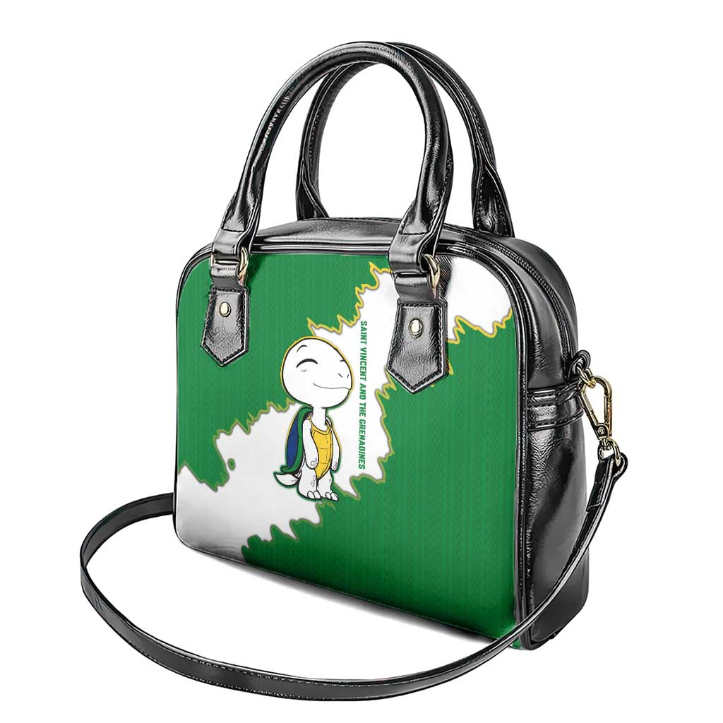 Saint Vincent and the Grenadines Turtle Shoulder Handbag with Coat of Arms and Green Heritage Design - Wonder Print Shop