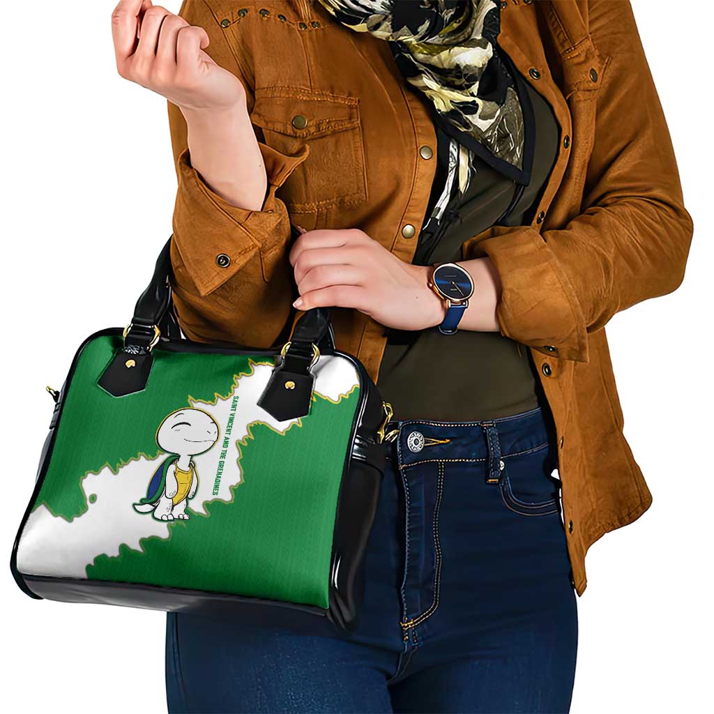 Saint Vincent and the Grenadines Turtle Shoulder Handbag with Coat of Arms and Green Heritage Design - Wonder Print Shop