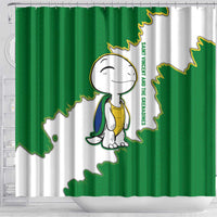 Saint Vincent and the Grenadines Turtle Shower Curtain with Coat of Arms and Green Heritage Design - Wonder Print Shop