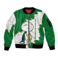 Saint Vincent and the Grenadines Turtle Sleeve Zip Bomber Jacket with Coat of Arms and Green Heritage Design - Wonder Print Shop