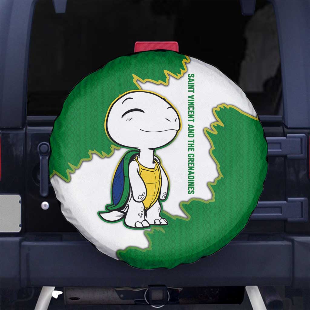 Saint Vincent and the Grenadines Turtle Spare Tire Cover with Coat of Arms and Green Heritage Design - Wonder Print Shop