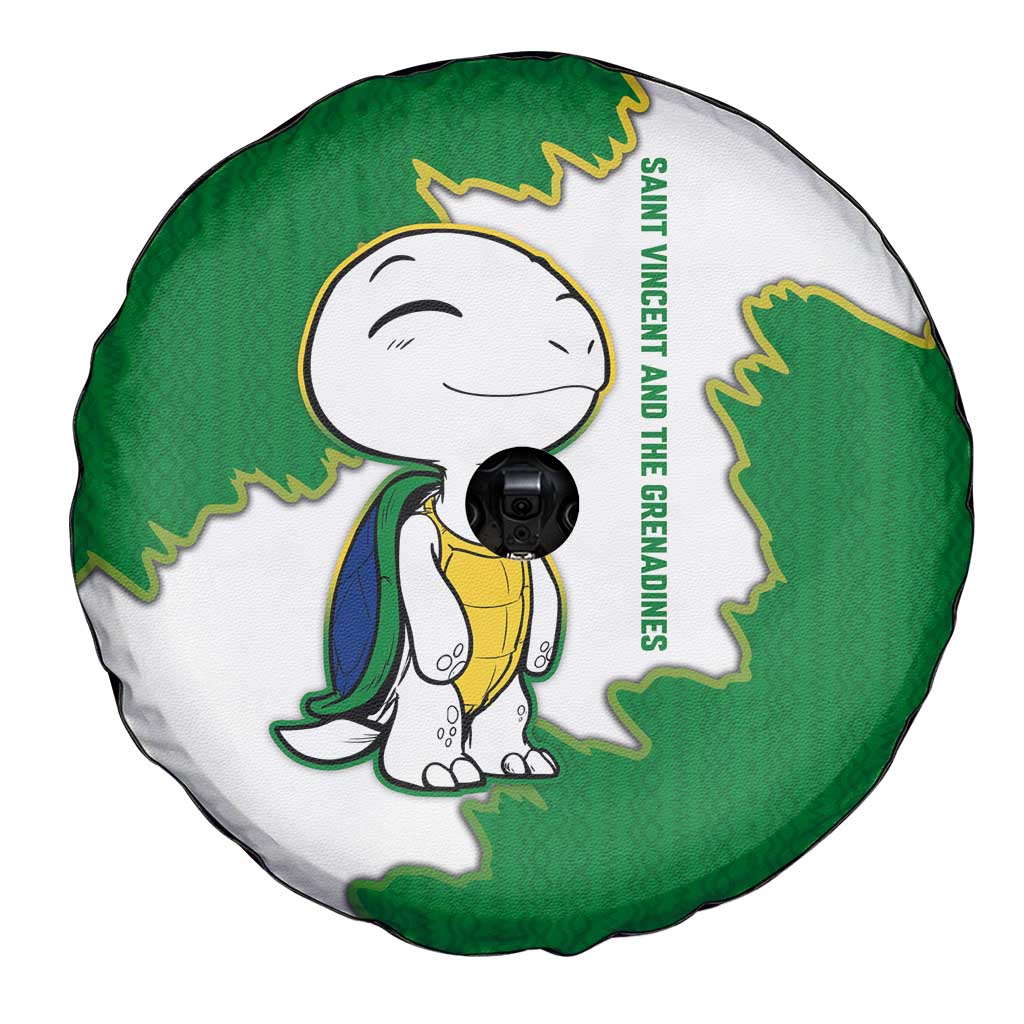 Saint Vincent and the Grenadines Turtle Spare Tire Cover with Coat of Arms and Green Heritage Design - Wonder Print Shop