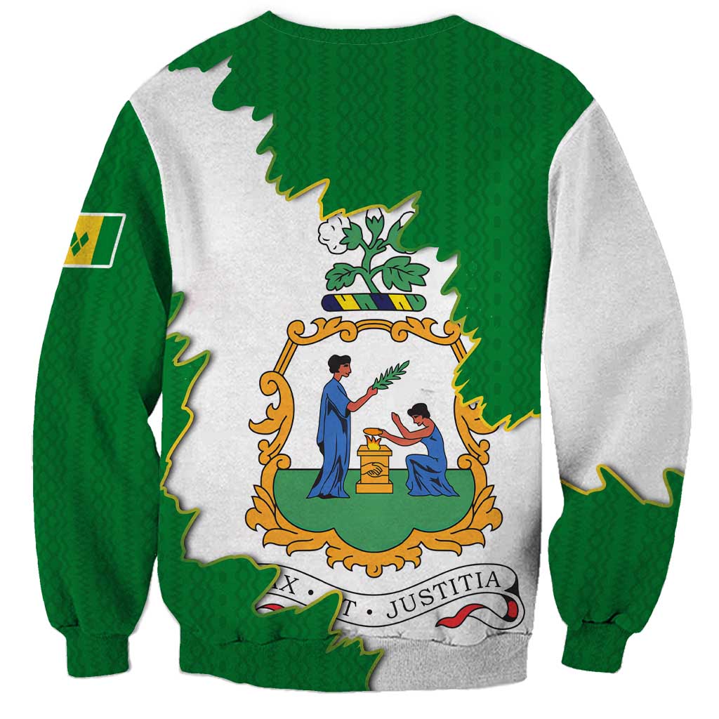 Saint Vincent and the Grenadines Turtle Sweatshirt with Coat of Arms and Green Heritage Design - Wonder Print Shop