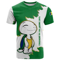 Saint Vincent and the Grenadines Turtle T Shirt with Coat of Arms and Green Heritage Design - Wonder Print Shop