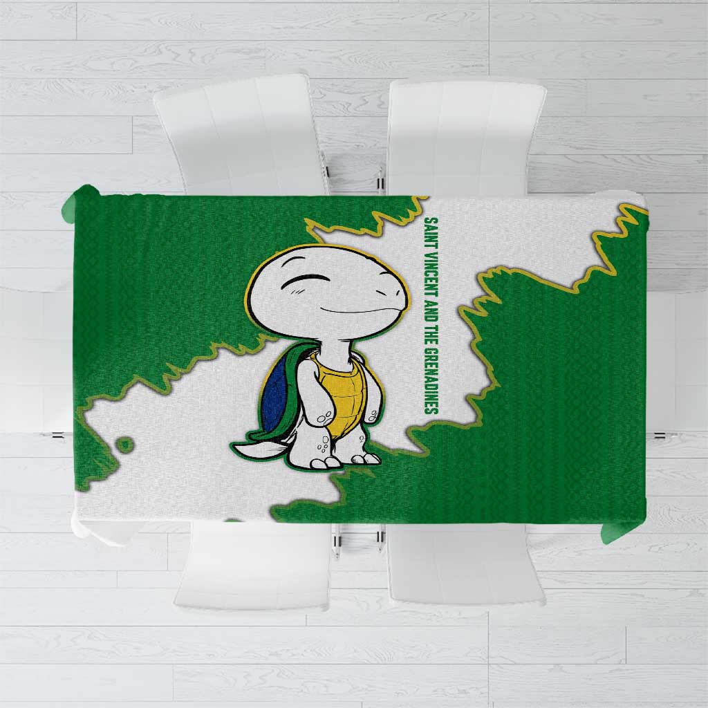 Saint Vincent and the Grenadines Turtle Tablecloth with Coat of Arms and Green Heritage Design - Wonder Print Shop