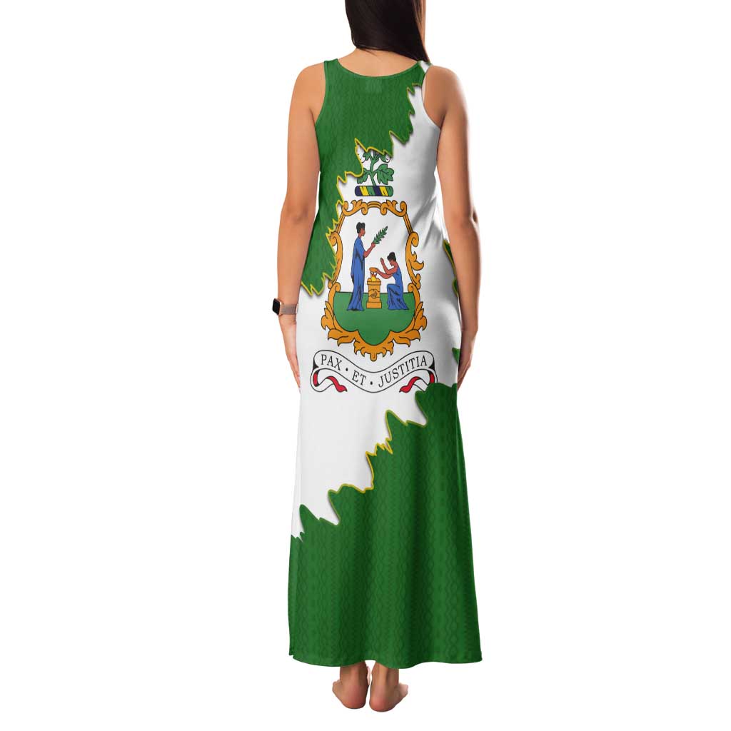 Saint Vincent and the Grenadines Turtle Tank Maxi Dress with Coat of Arms and Green Heritage Design - Wonder Print Shop
