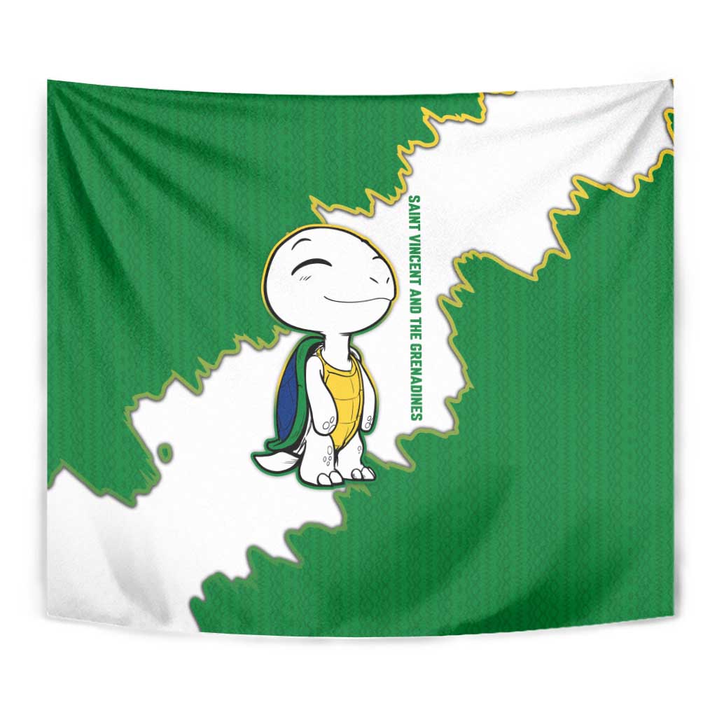 Saint Vincent and the Grenadines Turtle Tapestry with Coat of Arms and Green Heritage Design - Wonder Print Shop
