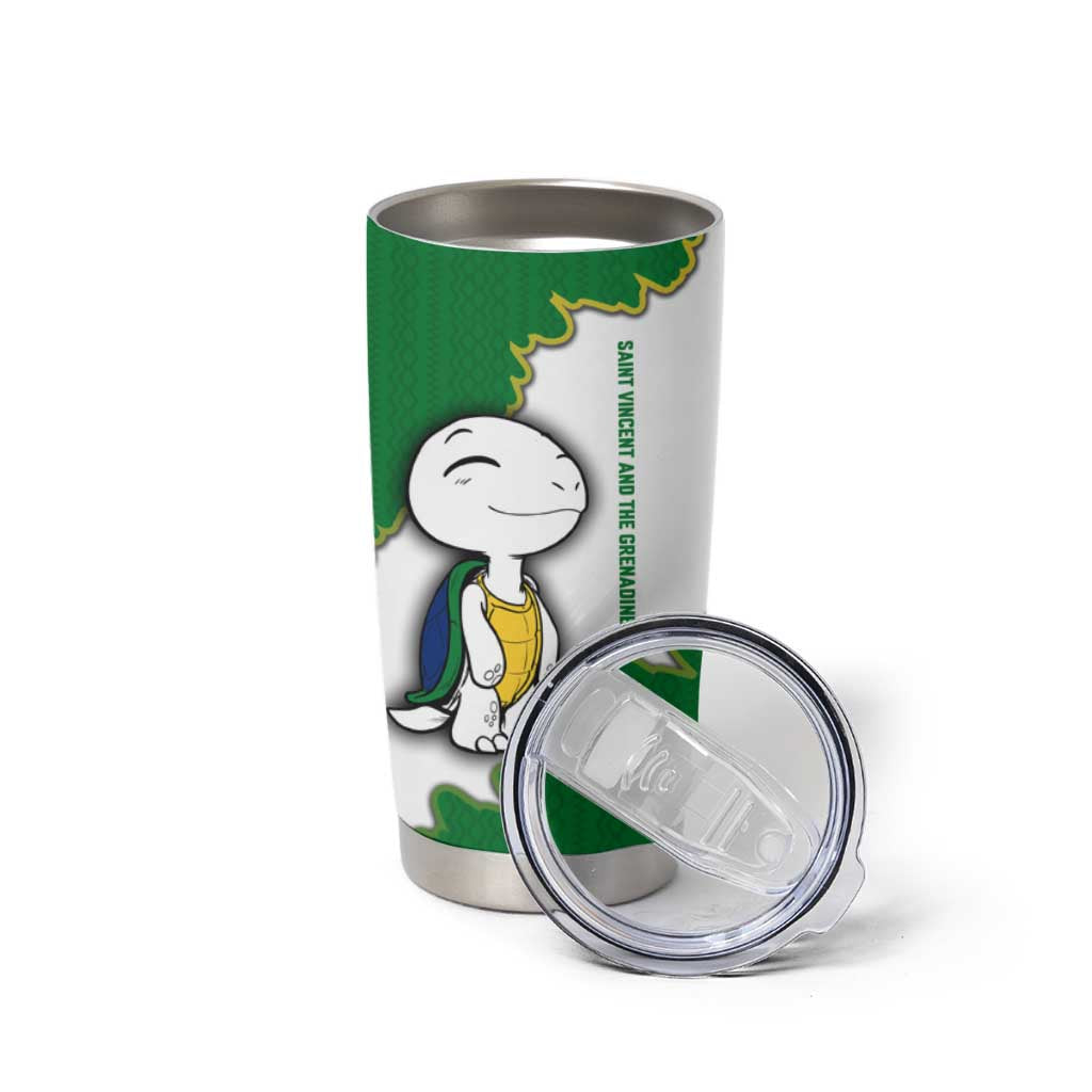 Saint Vincent and the Grenadines Turtle Tumbler Cup with Coat of Arms and Green Heritage Design - Wonder Print Shop