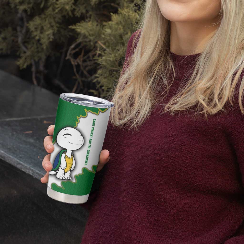 Saint Vincent and the Grenadines Turtle Tumbler Cup with Coat of Arms and Green Heritage Design - Wonder Print Shop
