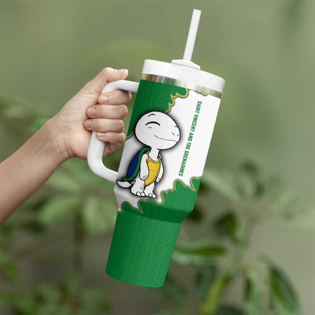 Saint Vincent and the Grenadines Turtle Tumbler With Handle with Coat of Arms and Green Heritage Design - Wonder Print Shop