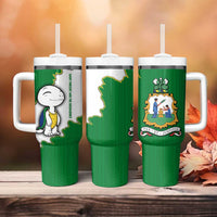 Saint Vincent and the Grenadines Turtle Tumbler With Handle with Coat of Arms and Green Heritage Design - Wonder Print Shop