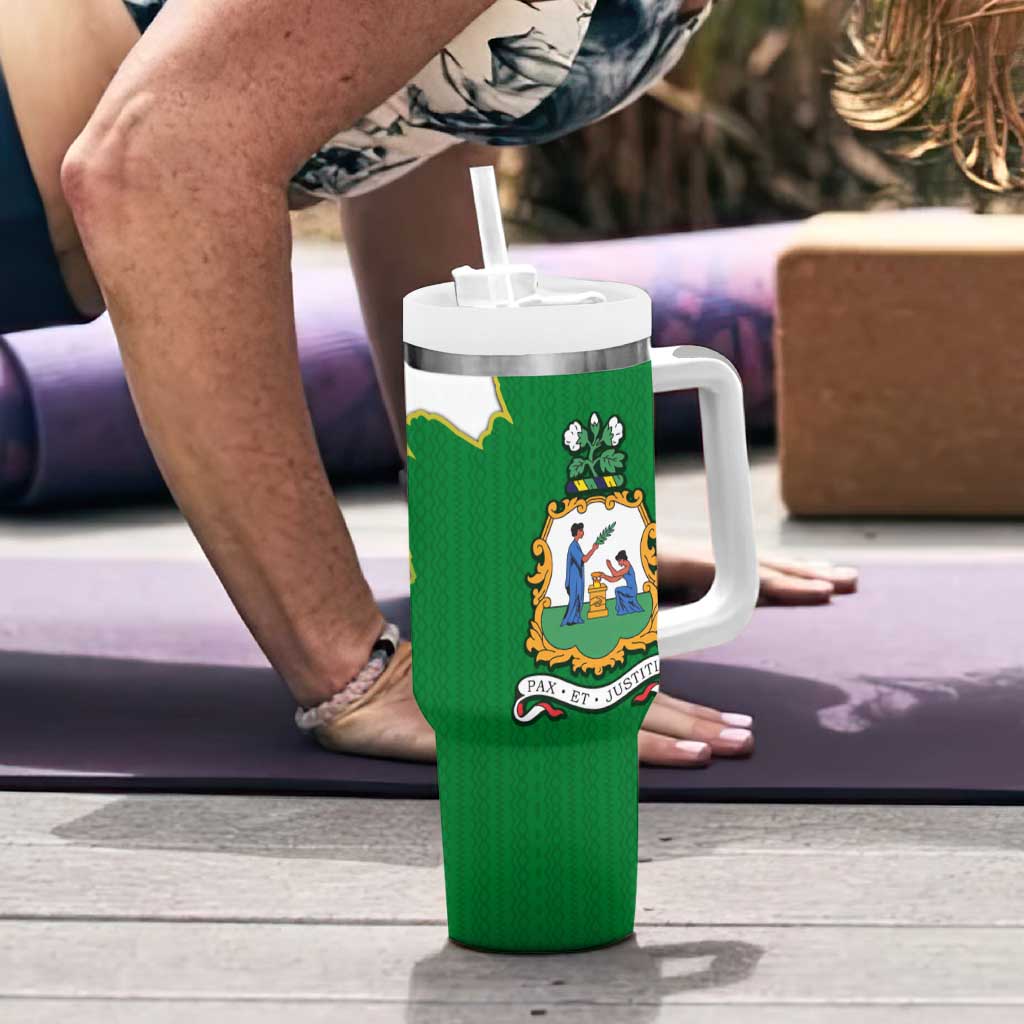 Saint Vincent and the Grenadines Turtle Tumbler With Handle with Coat of Arms and Green Heritage Design - Wonder Print Shop