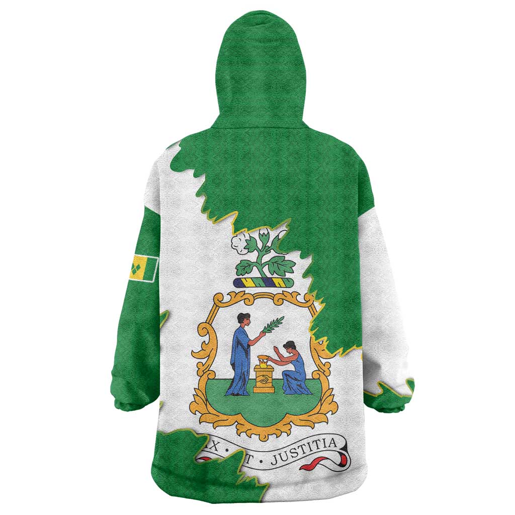 Saint Vincent and the Grenadines Turtle Wearable Blanket Hoodie with Coat of Arms and Green Heritage Design - Wonder Print Shop
