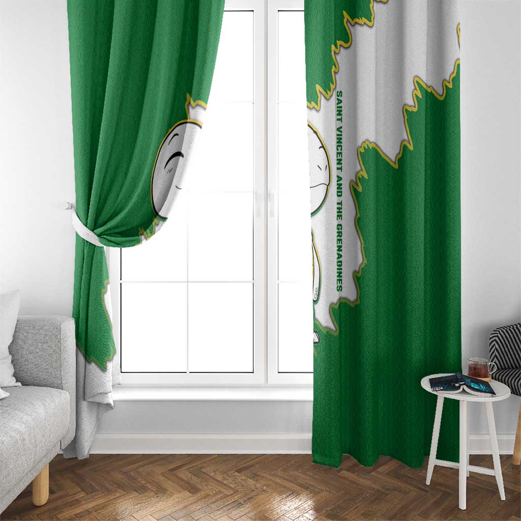 Saint Vincent and the Grenadines Turtle Window Curtain with Coat of Arms and Green Heritage Design - Wonder Print Shop
