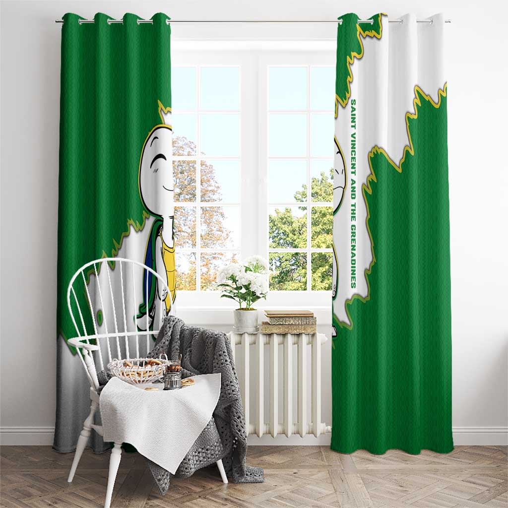Saint Vincent and the Grenadines Turtle Window Curtain with Coat of Arms and Green Heritage Design - Wonder Print Shop