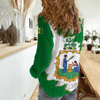 Saint Vincent and the Grenadines Turtle Women Casual Shirt with Coat of Arms and Green Heritage Design - Wonder Print Shop