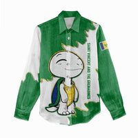 Saint Vincent and the Grenadines Turtle Women Casual Shirt with Coat of Arms and Green Heritage Design - Wonder Print Shop