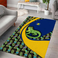 Saint Vincent and the Grenadines Iguana Area Rug with Tropical Leaf Pattern and National Flag - Wonder Print Shop