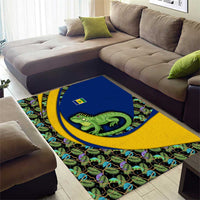 Saint Vincent and the Grenadines Iguana Area Rug with Tropical Leaf Pattern and National Flag - Wonder Print Shop