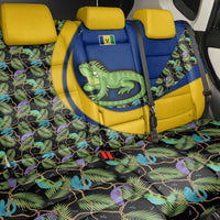 Saint Vincent and the Grenadines Iguana Back Car Seat Cover with Tropical Leaf Pattern and National Flag - Wonder Print Shop