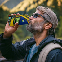 Saint Vincent and the Grenadines Iguana 4 in 1 Can Cooler Tumbler with Tropical Leaf Pattern and National Flag - Wonder Print Shop