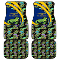 Saint Vincent and the Grenadines Iguana Car Mats with Tropical Leaf Pattern and National Flag - Wonder Print Shop