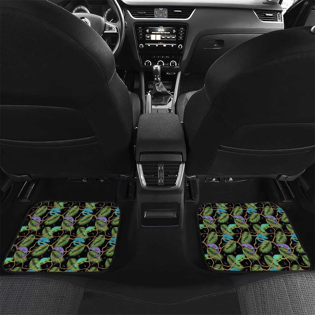Saint Vincent and the Grenadines Iguana Car Mats with Tropical Leaf Pattern and National Flag - Wonder Print Shop