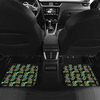Saint Vincent and the Grenadines Iguana Car Mats with Tropical Leaf Pattern and National Flag - Wonder Print Shop