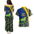 Saint Vincent and the Grenadines Iguana Couples Matching Puletasi and Hawaiian Shirt with Tropical Leaf Pattern and National Flag - Wonder Print Shop