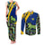 Saint Vincent and the Grenadines Iguana Couples Matching Tank Maxi Dress and Long Sleeve Button Shirt with Tropical Leaf Pattern and National Flag - Wonder Print Shop