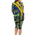 Saint Vincent and the Grenadines Iguana Family Matching Long Sleeve Bodycon Dress and Hawaiian Shirt with Tropical Leaf Pattern and National Flag - Wonder Print Shop