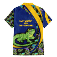 Saint Vincent and the Grenadines Iguana Family Matching Mermaid Dress and Hawaiian Shirt with Tropical Leaf Pattern and National Flag - Wonder Print Shop