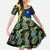 Saint Vincent and the Grenadines Iguana Family Matching Off Shoulder Maxi Dress and Hawaiian Shirt with Tropical Leaf Pattern and National Flag - Wonder Print Shop