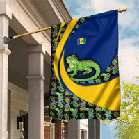 Saint Vincent and the Grenadines Iguana Garden Flag with Tropical Leaf Pattern and National Flag - Wonder Print Shop
