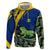 Saint Vincent and the Grenadines Iguana Hoodie with Tropical Leaf Pattern and National Flag - Wonder Print Shop