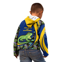 Saint Vincent and the Grenadines Iguana Kid Hoodie with Tropical Leaf Pattern and National Flag - Wonder Print Shop