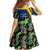 Saint Vincent and the Grenadines Iguana Kid Short Sleeve Dress with Tropical Leaf Pattern and National Flag - Wonder Print Shop